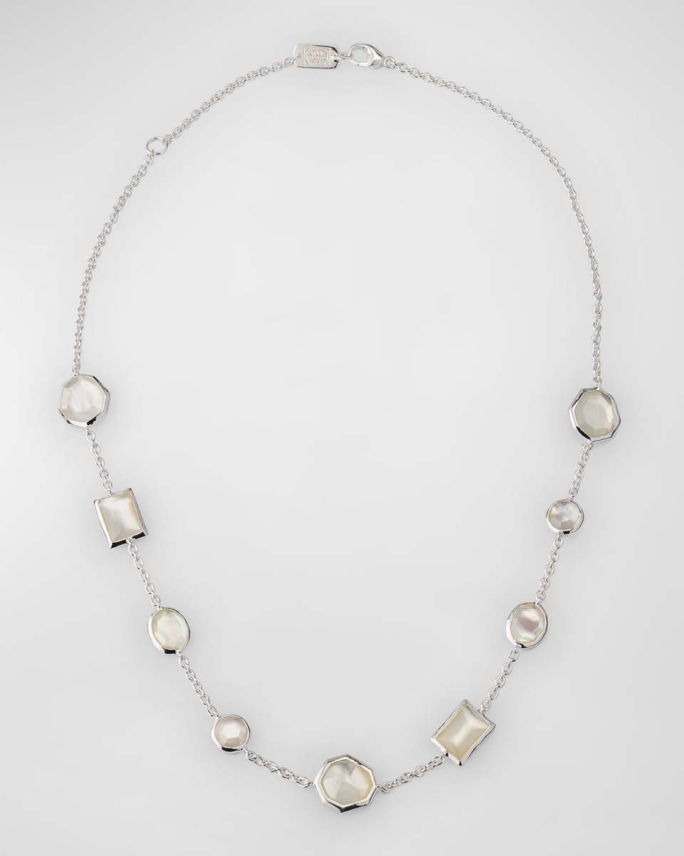 Rock Candy Mixed-Cut Mother-of-Pearl Station Necklace, 16-18"